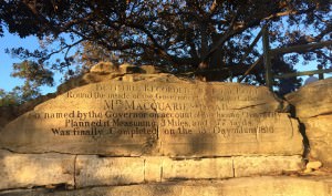 Inscription at the end of Mrs Macquarie's road.